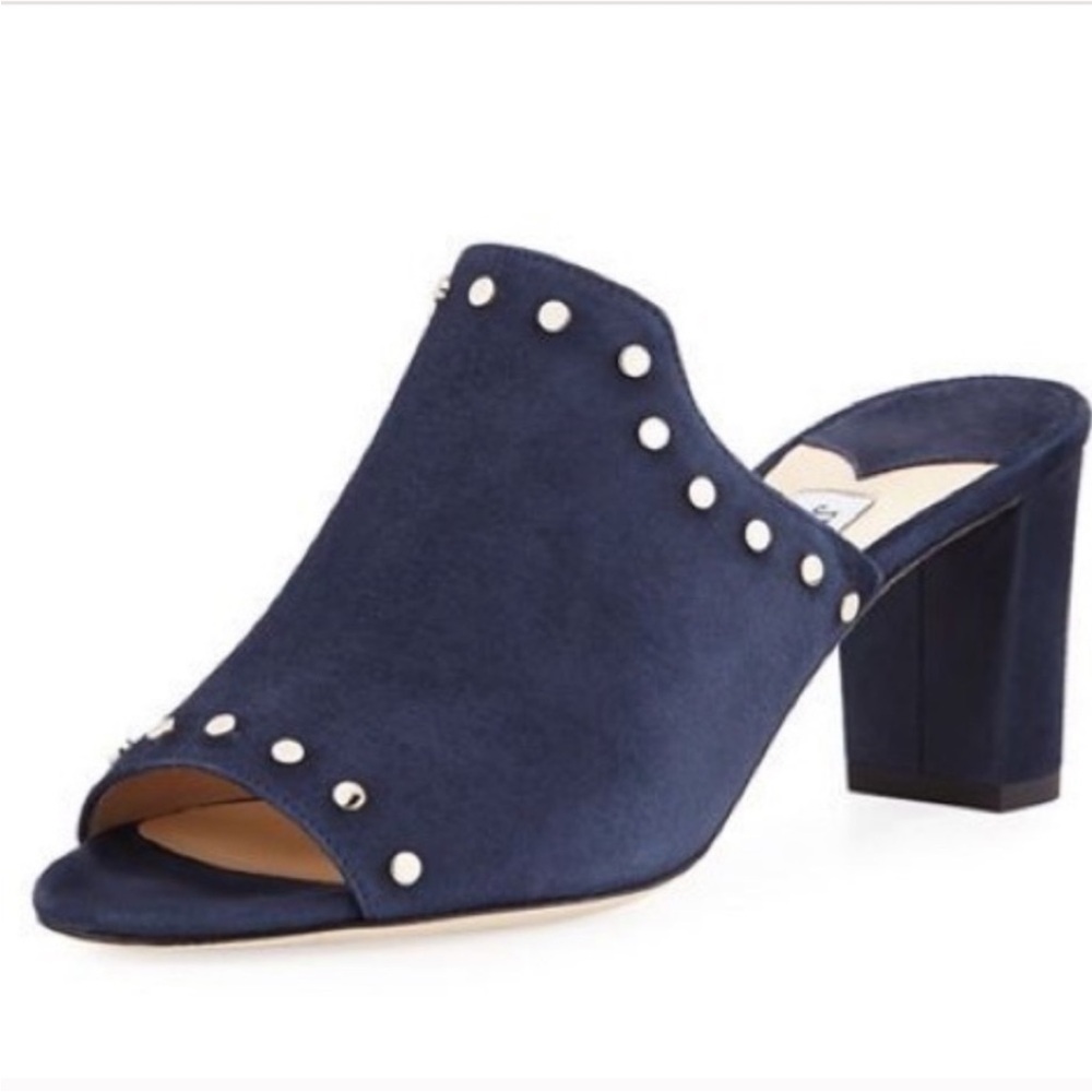 Jimmy Choo Blue Studded Block Heel Sandals